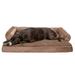FurHaven Pet Products | Cooling Gel Memory Foam Orthopedic Plush & Velvet Comfy Couch Sofa-Style Pet Bed for Dogs & Cats Almondine Jumbo