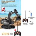 Chicmine Digger Toy Mold 1:20 Scale Tractor Backhoe Engineering Vehicle Remote Control Toy with Light Remote Control Excavator Toy for Kids (Black Remote Control without Batteries)