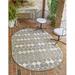 Rugs.com Outdoor Lattice Collection Rug â€“ 8 x 10 Oval Gray Flatweave Rug Perfect For Living Rooms Large Dining Rooms Open Floorplans