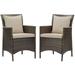 Side Dining Chair Armchair Set of 2 Rattan Wicker Brown Beige Modern Contemporary Urban Design Outdoor Patio Balcony Cafe Bistro Garden Furniture Hotel Hospitality