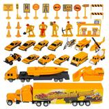 50pc Kidplokio City Construction Diecast Toy Cars Playset with Floor Mat Yellow Boys Ages 3+