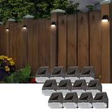 TORCHSTAR 12-Pack Solar-Powered LED Fence Light for Outdoor Patio Backyard 4000K Cool White Dusk-to-Dawn Deck Lights 90Â° Beam Angle Post Night Lighting Stairs Decoration Oil Rubbed Bronze