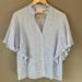 Anthropologie Tops | Anthropologie Maeve Batwing Short Sleeve Blue White Button Down Top. Size Small | Color: Blue/White | Size: S