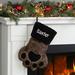 The Holiday Aisle® Paw Sherpa Cuff Personalized Stocking Faux Fur/Polyester in Black/Brown/White | 16 H x 10.5 W in | Wayfair