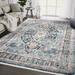 Black/Blue 108 x 72 x 0.4 in Area Rug - Bungalow Rose Oriental Machine Made Area Rug in Blue/Black/Brown | 108 H x 72 W x 0.4 D in | Wayfair