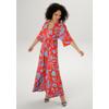 Maxikleid ANISTON SELECTED, Damen, Gr. 42, N-Gr, bunt (rot, bleu), Single Jersey, Obermaterial: 95% Viskose, 5% Elasthan, bedruckt, modisch, lässig geschnitten knöchelfrei, V-Ausschnitt, 3/4-Ärmel weit, Kleider Strandkleid, mit weiten, 3/4-langen...