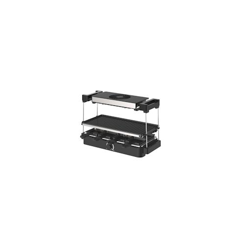 Tarrington House Raclette-Grill RG1482CH, Edelstahl/ Stein/ Aluminium, 47.4 x 37.1 x 30.6 cm, 1200/1400 W, antihaftbeschichtete Pfännchen