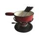 Fondue diam. 24 cm rouge uni réchaud fer forgé 6 fourchett - Table&cook