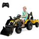 Costway - Tracteur Electrique 12 v pour Enfants 3-5 km/h avec Télécommande, Remorque, Godet à