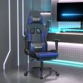 vidaXL Gaming-Stuhl mit Massage & Fußstütze Schwarz & Blau Kunstleder