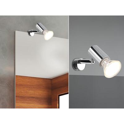 Trio Leuchten - led Badezimmerlampe dimmbar Chrom - Spiegelklemmleuchte mit schwenkbarem Spot Image