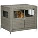 PawHut Rattan Dog Crate with Double Doors Wicker Dog Cage with Soft Washable Cushion Dog Kennel Furniture Outdoor Indoor for Medium to Large Sized Dogs Gray