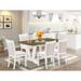 East West Furniture 7 Piece Dining Table Set- a Dining Table and 6 Linen Fabric Chairs, Linen White(Pieces Options)