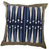 Fabric Accent Pillow with Embroidered Design, Cream