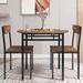 3-Piece Round Dining Table Set with Drop Leaf and 2 Chairs for Small Places