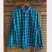 American Eagle Outfitters Shirts | American Eagle Classic Fit Men's Plaid Button Down Shirt Size L - Blue/Green | Color: Blue/Green | Size: M