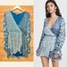 Anthropologie Dresses | Hemant Nandita Blue Paisley Boho Minidress Long Sleeve Tunic Wrap Surplice | Color: Blue/Silver | Size: M