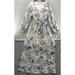 Nine West Dresses | Nine West Women's Long Sleeve V-Neck Floral Chiffon Maxi Dress Size 14 | Color: Blue/White/Yellow | Size: 14