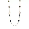 Anne Klein Gold-Tone Blue Multi Textured Link Strand Necklace