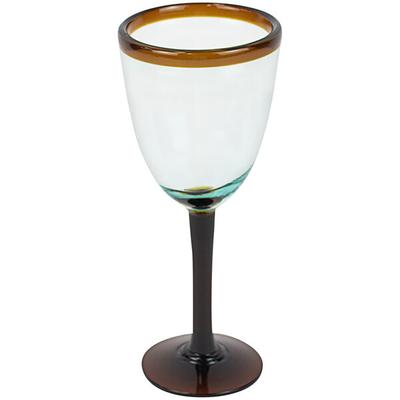 Kalalou 8 oz. Recycled Wine Glass with Amber Rim and Stem - 6/Case