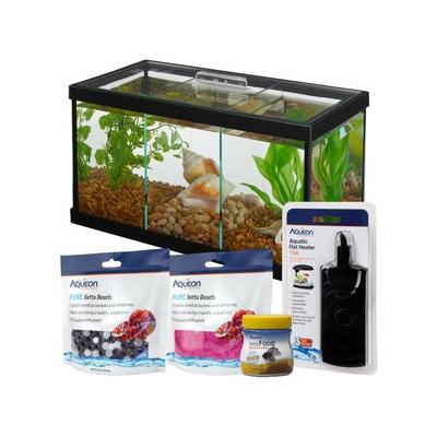 Fish Starter Kit - Frisco Betta Aquarium, Aqueon Betta Food, Heater, Conditioner, Water Care