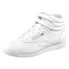 Sneaker REEBOK CLASSIC "Freestyle Hi", Gr. 38,5, weiß (int, weiß, silber), Leder, retro, Schuhe