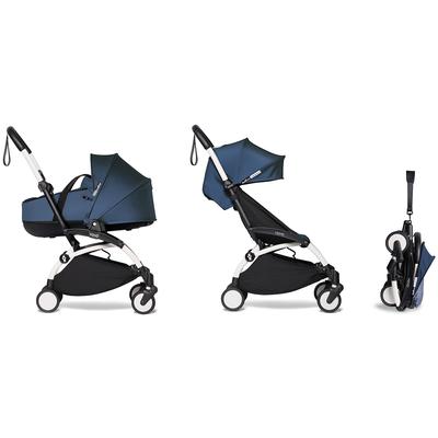 Babyzen YOYO2 Ultra Compact Complete 6+ Stroller with Bassinet Bundle - White/Air France Blue