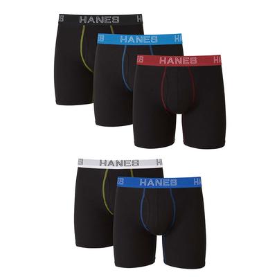 Hanes Men's Ultimate Core Stretch Boxer Brief 5-Pack (Size XXL) Black, Cotton,Spandex