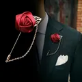 Broches en tissu à feuille de Rose pour hommes broches en chaîne simples costume col revers