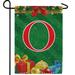 America Forever Monogram Christmas Garden Flag Letter O 12.5 x 18 inch Double Sided Merry Christmas Gifts Presents Ornament Ball Winter Farmhouse Red & Green Holiday Yard Outdoor Decoration