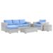 Lounge Sectional Sofa Chair Set Rattan Wicker Light Grey Gray Light Blue Modern Contemporary Urban Design Outdoor Patio Balcony Cafe Bistro Garden Furniture Hotel Hospitality