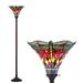 Davis Tiffany-Style 71" Torchiere LED Floor Lamp, Bronze/Red - 71" H x 15" W x 15" D