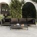 vidaXL Patio Lounge Set Outdoor Sectional Sofa Set Table Poly Rattan Dark Grey - 27.6" x 27.6" x 24"