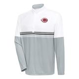 Men's Antigua White/Black Cincinnati Reds Bender Quarter-Zip Pullover Top