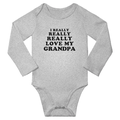 I Really Love My Grandpa Funny Baby Long Sleeve Romper Infant Boy Girl Unisex (Gray 6M)