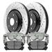 AutoShack Front Brake Calipers Ceramic Pads Drilled Slotted Rotors Black Kit Driver and Passenger Side Replacement for 2010-2019 Toyota Highlander 2011-2020 Sienna 2010-2015 Lexus RX350 FWD BCPKG0696