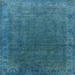 Ahgly Company Indoor Square Mid-Century Modern Blue Ivy Blue Oriental Area Rugs 3 Square