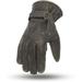 First Mfg Co - Teton - Men s Motorcycle Biker Riding Black Leather Gloves - 2X Large - Distressed Leather