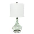 Elegant Designs 23.25 Modern Colored Dimpled Glass Endtable Bedside Table Desk Lamp with White Fabric Shade Green/Gray Sage