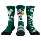 Youth Rock Em Socks Michigan State Spartans Logo Disney Three-Pack Crew