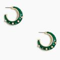 J. Crew Jewelry | J. Crew Earrings Hoop 1.25” Sparkly Resin Green Bl466 | Color: Gold/Green | Size: Os
