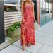 Free People Dresses | Free People Red Floral Maxi Dress, Size Xs | Color: Pink/Red | Size: Xs