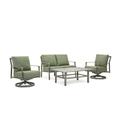 Winston Aspen Cushion 4 Piece Seating Set w/ 2 Swivel Rocker Lounge Chairs, Loveseat, Outdoor Coffee Table Metal in Brown | Wayfair APC-4PC-M-LV-TC