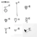 SIPENGJEL-Boucle d'oreille piercing coeur brillant pour femme goujon d'oreille boucle d'oreille