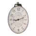 Distressed Oval Shape Wooden Wall Clock with Ring Hanger, White and Black - 29 H x 1.2 W x 17.7 L Inches