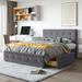 Queen Upholstered Linen Platform Bed with 4 Drawers