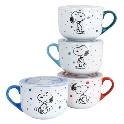 Peanuts Freckled Joy 4 Piece Soup Cup and Lid Set - 25 Ounces