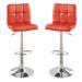 Set of 2 Faux Leather Barstool with Gas Lift in Red