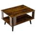 Wood Rectangle Coffee Table 2 Tier Tea Table with Open Storage Shelf