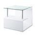 1 Tier Shelf Glass End Table in High Gloss White